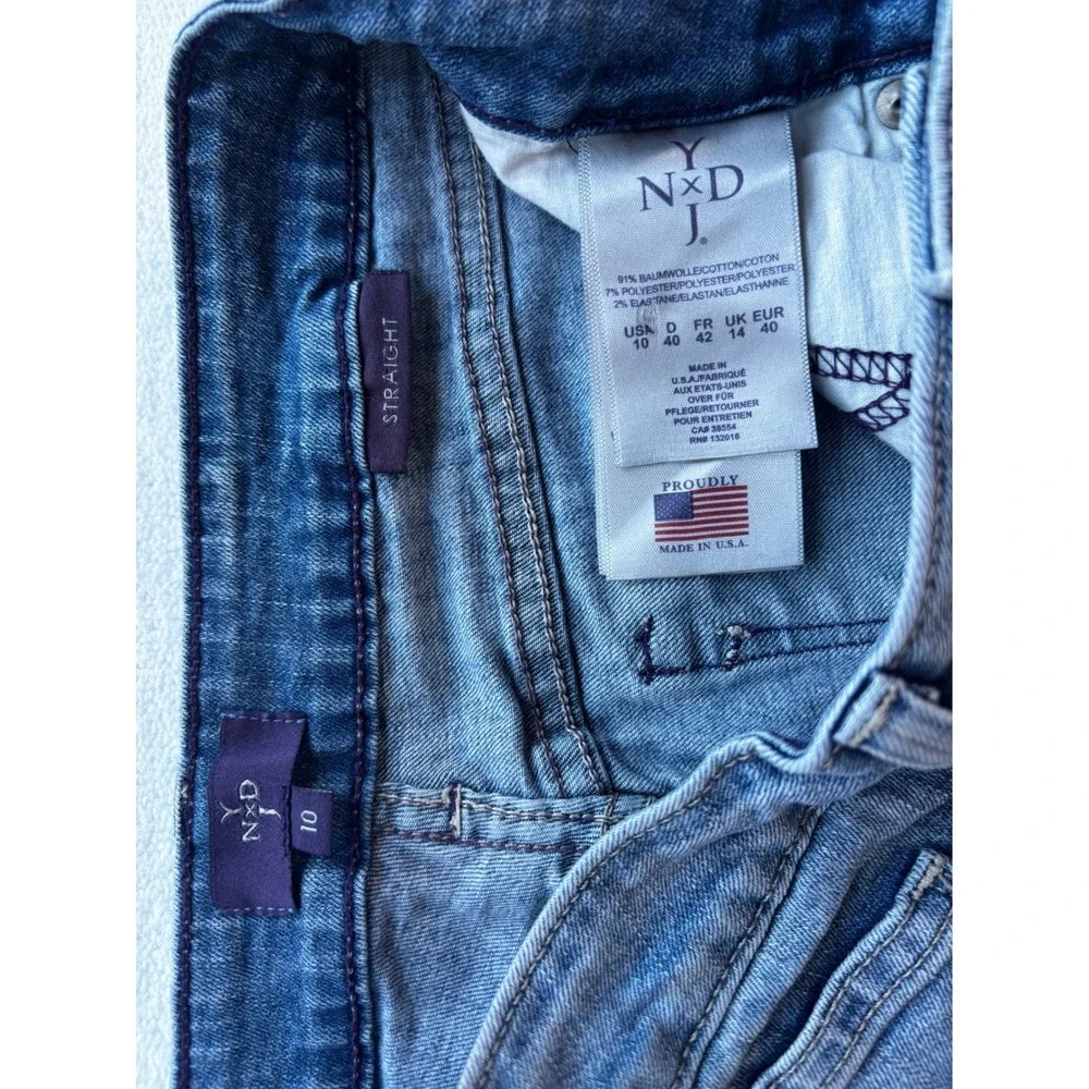 NYDJ Straight Leg Jeans‎ Womens 10 Blue Medium Wash Stretch Denim Made in USA